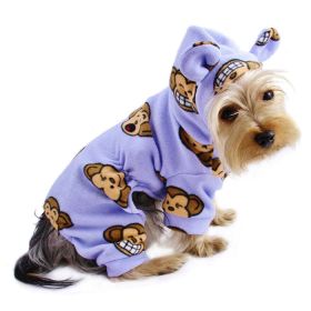 Adorable Silly Monkey Fleece Dog Pajamas/Bodysuit with Hood - Lavender - XS